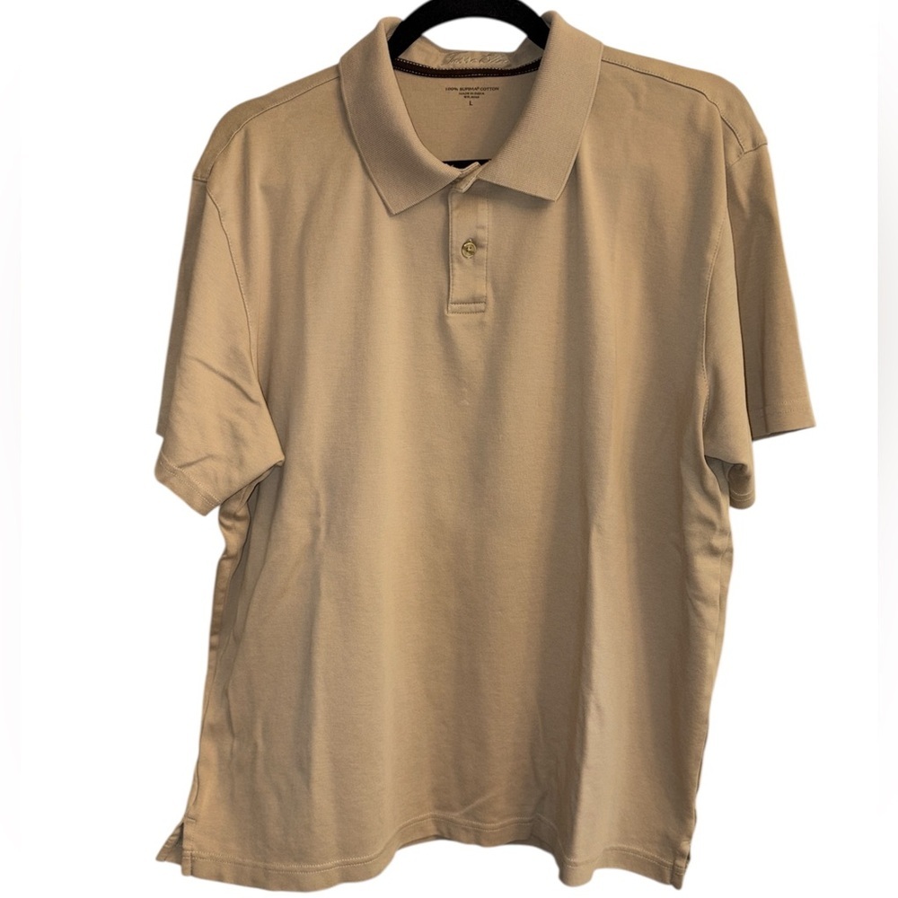 Tasso Elba polo shirt short sleeves collared 2 button 100% Supima cotton Sz L